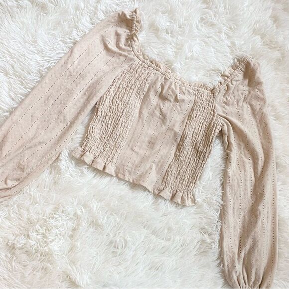 Cream Eyelet Bohemian Crop Top - Picture 5 of 5